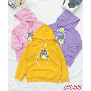 Mcbb 7-23 kg 100% vải cotton áo hoodie bé gái áo thun tay dài cho bé gái áo có mũ trùm đầu totoro trẻ em 1-16 tuổi nữ bộ