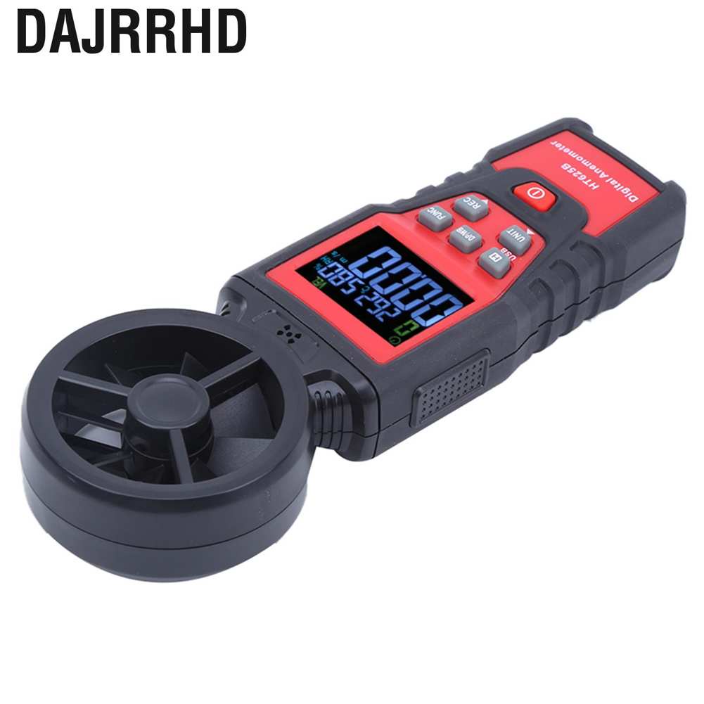Dajrrhd HT625B Digital Anemometer Handheld Meter Air Flow Measure Wind Speed Gauge Temperature Humidity Tester