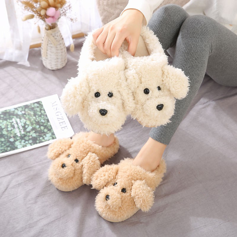 ⭐Ready Stock⭐☫✹❣Dép bông Teddy Dog Cặp đôi Mùa đông Trong nhà không trơn trượt Ngôi dễ thương ký túc xá nữ sinh mới phiên bản Hàn Quốc