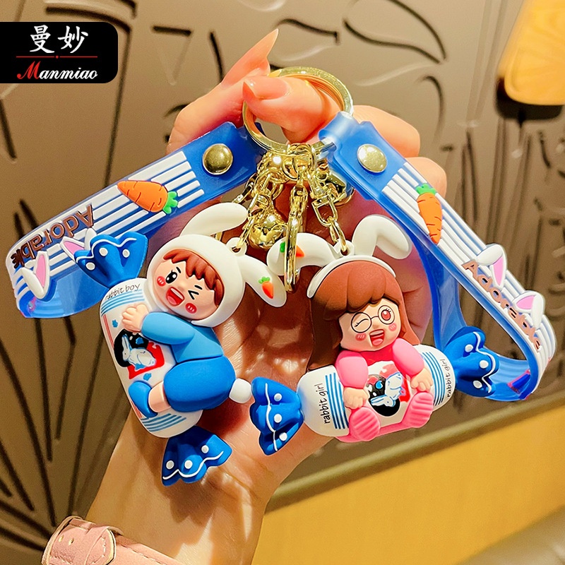 Móc Khóa Hình Thỏ Trắng Hoạt Hình Dễ Thương