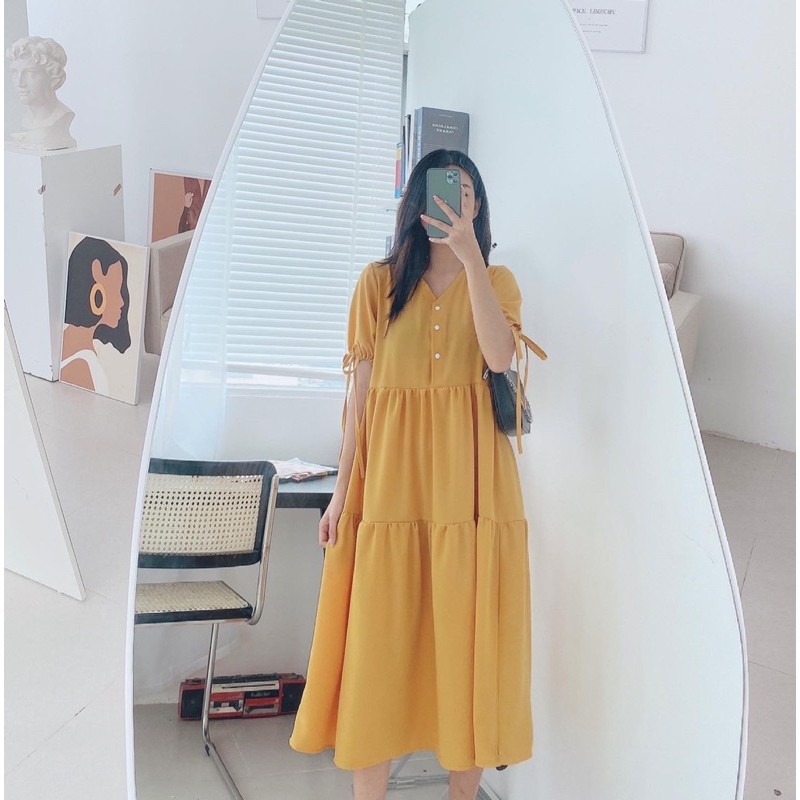 váy baby doll cổ V dài | BigBuy360 - bigbuy360.vn