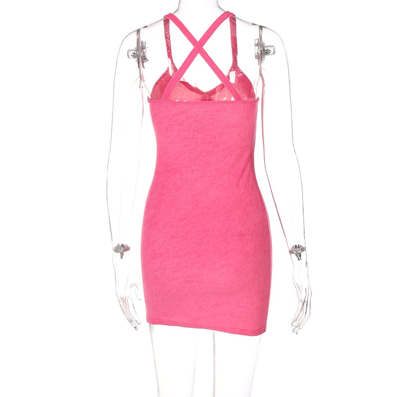 DUNEA Đầm hai dây cổ chữ V phối nút thời trang cho nữ