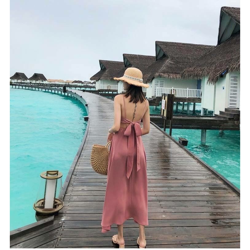 [ Mã FAMAYWA2 giảm 10K đơn 50K] Đầm Maxi Đi Biển Dự Tiệc Sang Trọng. Đầm Maxi Dài Hở Lưng Đan Chéo Sang Chảnh | BigBuy360 - bigbuy360.vn
