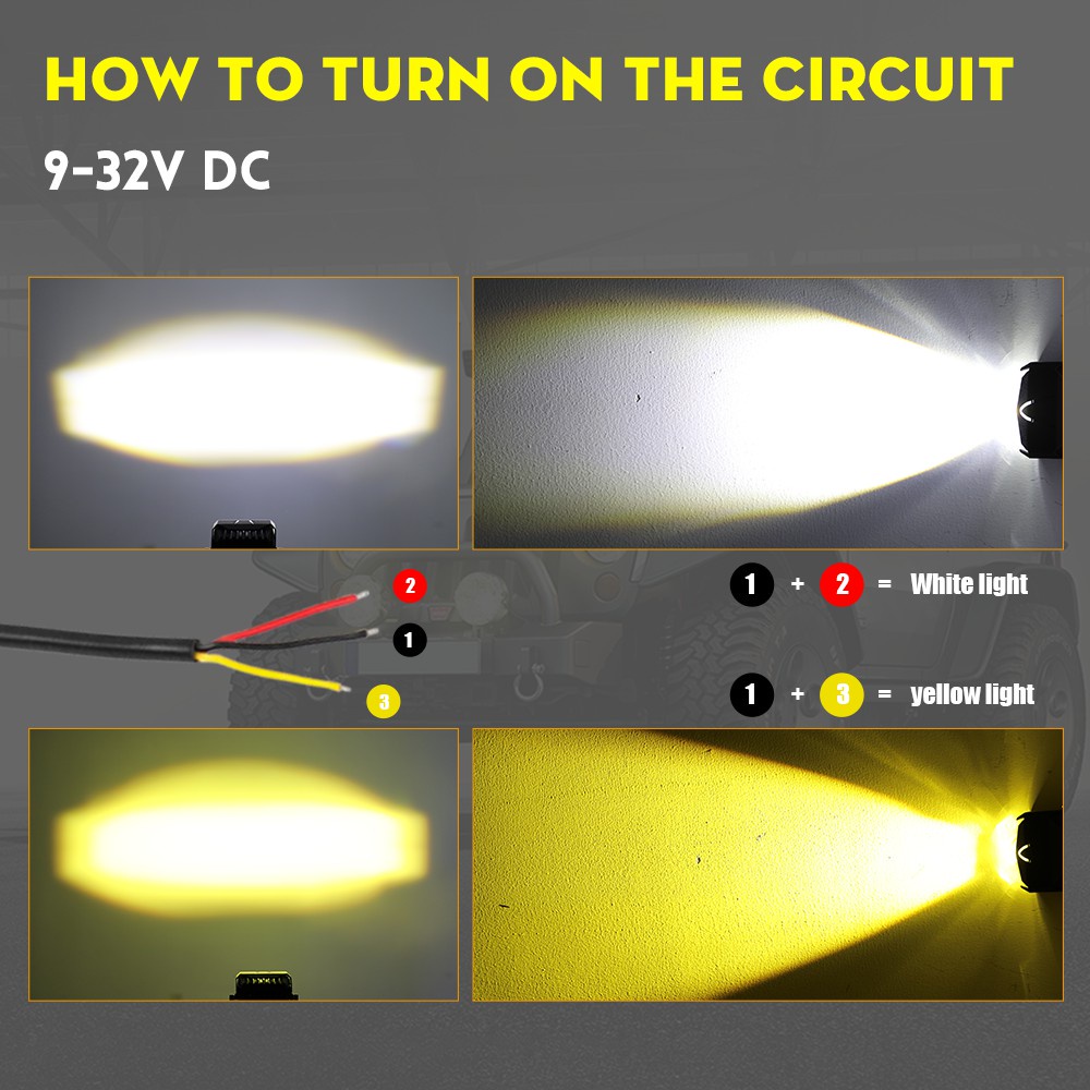 UNI-SHINE 12D 3 inch 100W Đèn pha xe máy Led 2PCS 6000K 3000K Đèn sương mù làm việc LED 12000LM cho xe máy ATV Xe tải ô tô 12V 24V