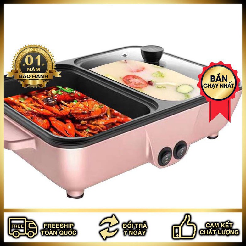 Nồi Lẩu Kiêm Nướng 2in1 Mini Hàn Quốc, Bếp Lẩu Nướng Đa Năng Cao Cấp - beplaunuong