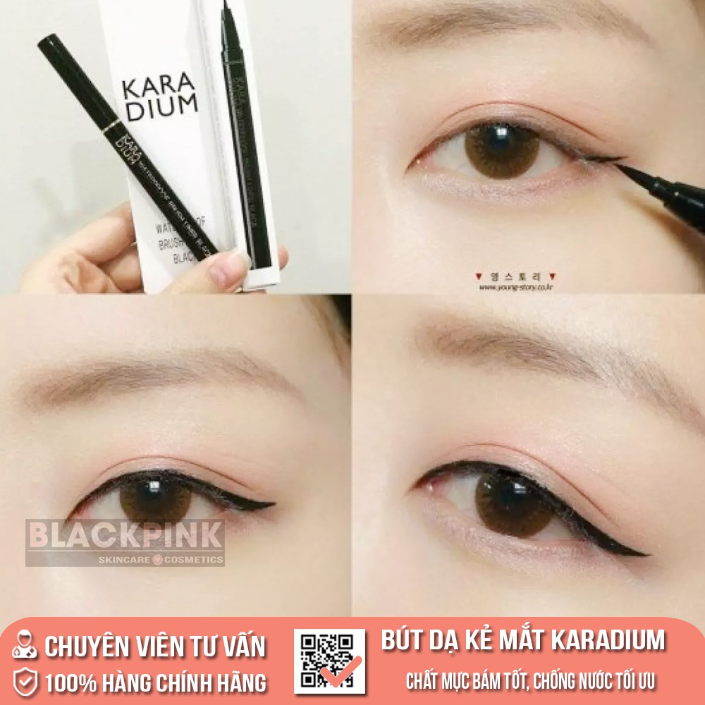 Kẻ mắt Karadium Waterproof Brush Liner Black - Mềm mịn êm dịu với vùng da mắt, giúp đôi mắt  trở nên to tròn và lấp lánh