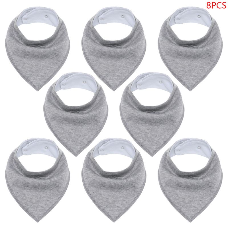 Set 8 Yếm Ăn Cotton Hình Tam Giác Màu Sắc Đáng Yêu Cho Bé