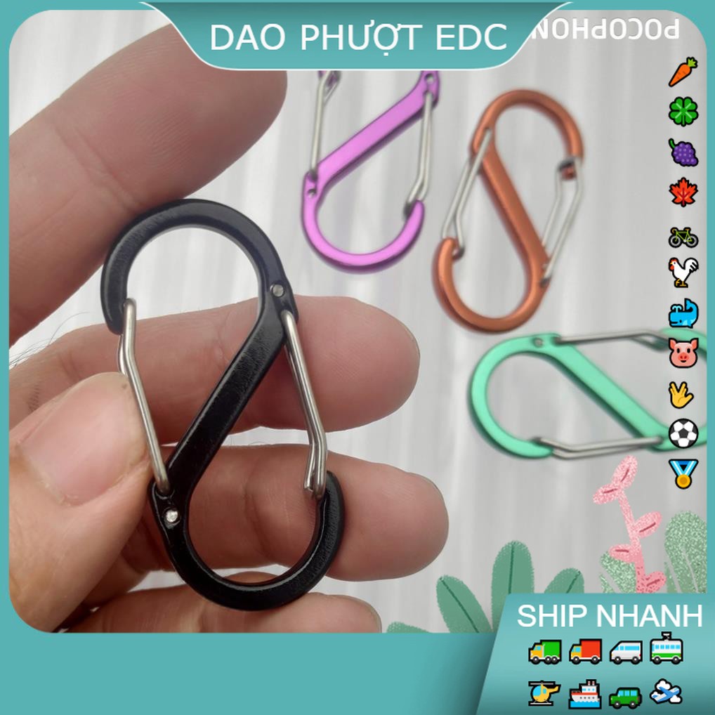 Móc Khoá S 2 Đầu Nhôm Thông Minh SIêu Nhẹ - Khoá Chắc CHắn