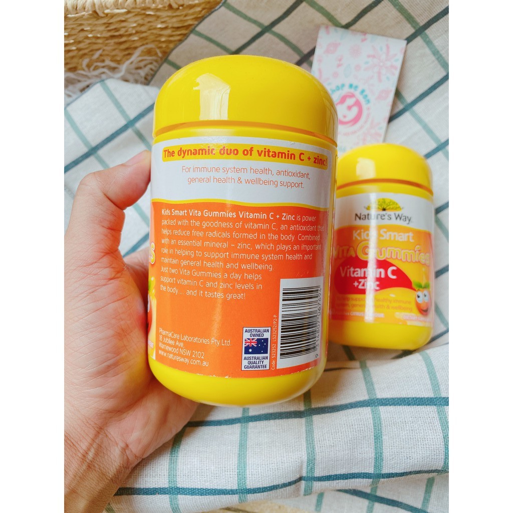 Kẹo Vitamin Nature's Way Kids Smart VITA Gummies Vitamin C + Zinc 60 viên - Xuất xứ Úc