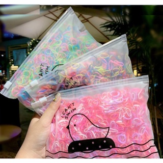 💥💥set túi zip 1000 dây thun cột tóc nhiều màu xanh đỏ tím vàng hồng đen trắng trong suốt cho bé gái💥💥