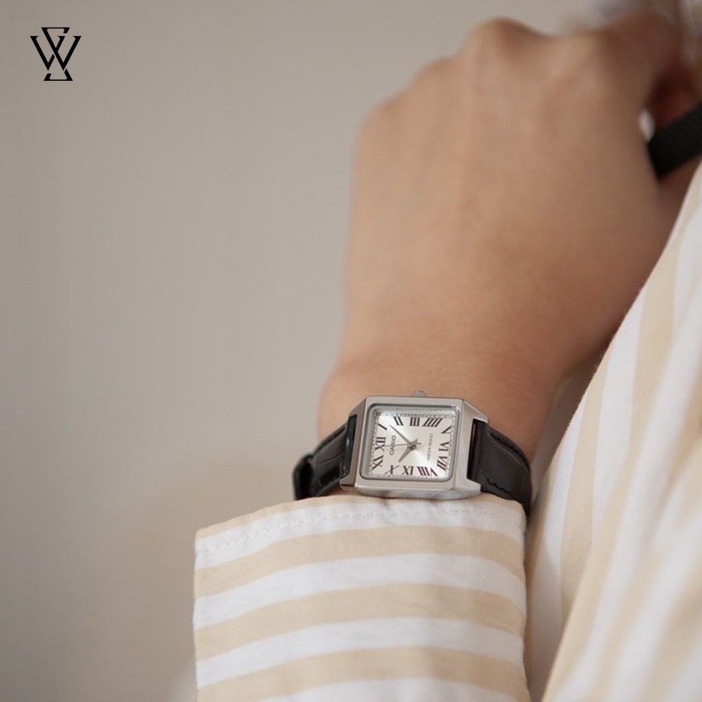Đồng Hồ Quartz Nữ Casio WATCHSTORE LTP-V007L-7B1UDF Thiết Kế Mặt Kính Khoáng 22mm, Dây Da Và Vỏ Mạ Crom Chống Nước