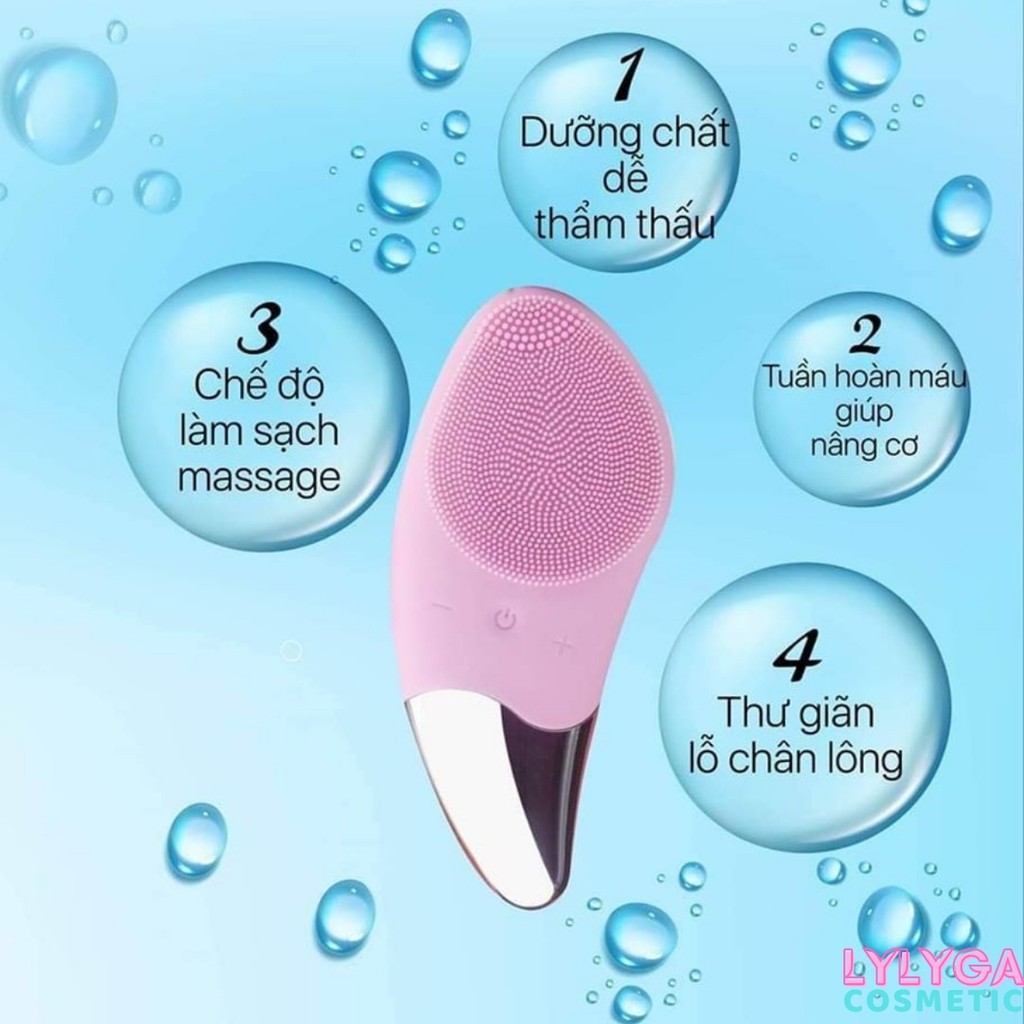 Máy rửa mặt SONIC FACIAL BRUSH nâng cơ mặt massage mặt siêu âm 8 cấp độ . Có thể sạc và dây sạc đi kèm DC03