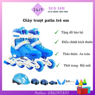 Giày trượt Patin, Giày Patin trẻ em tặng mũ và đồ bảo hộ (5 đến 14 tuổi), Mua 1 tặng 3, Giảm giá sốc 50%