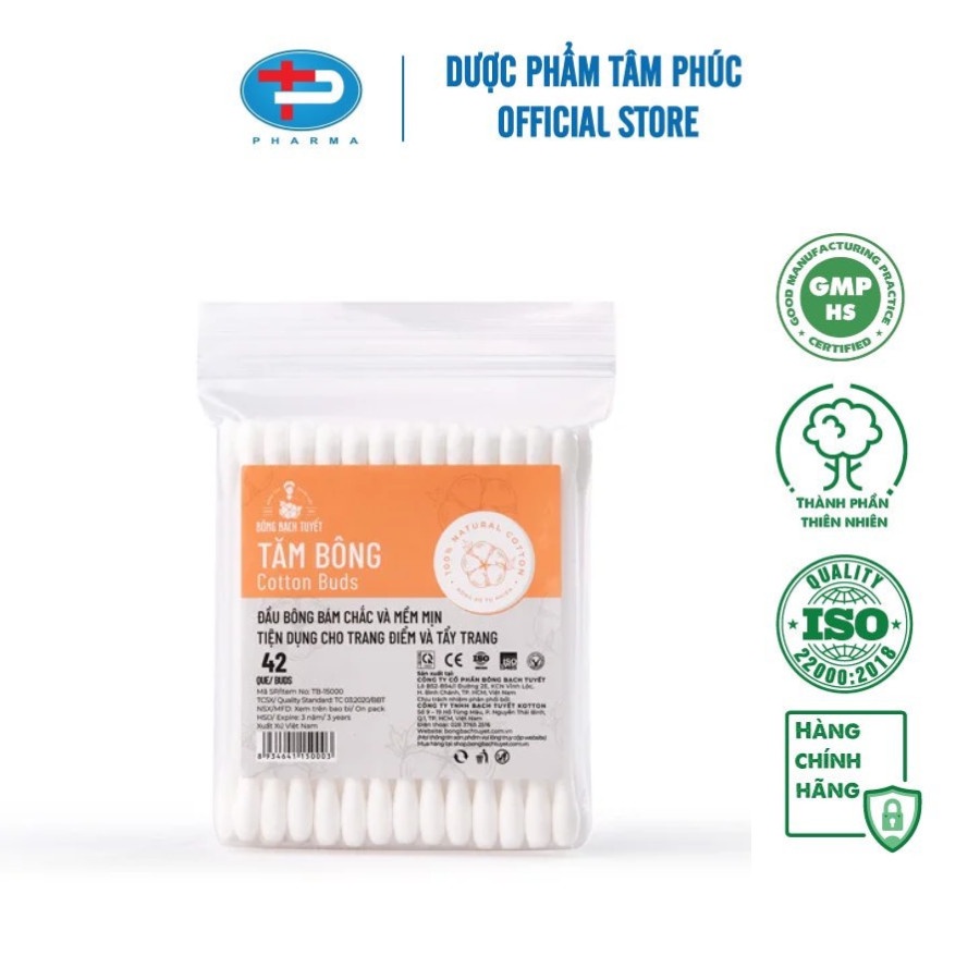 Tăm Bông Ngoáy Tai Hai Đầu Tâm Phúc Pharma Cao Cấp Mềm Mại Cho Bé
