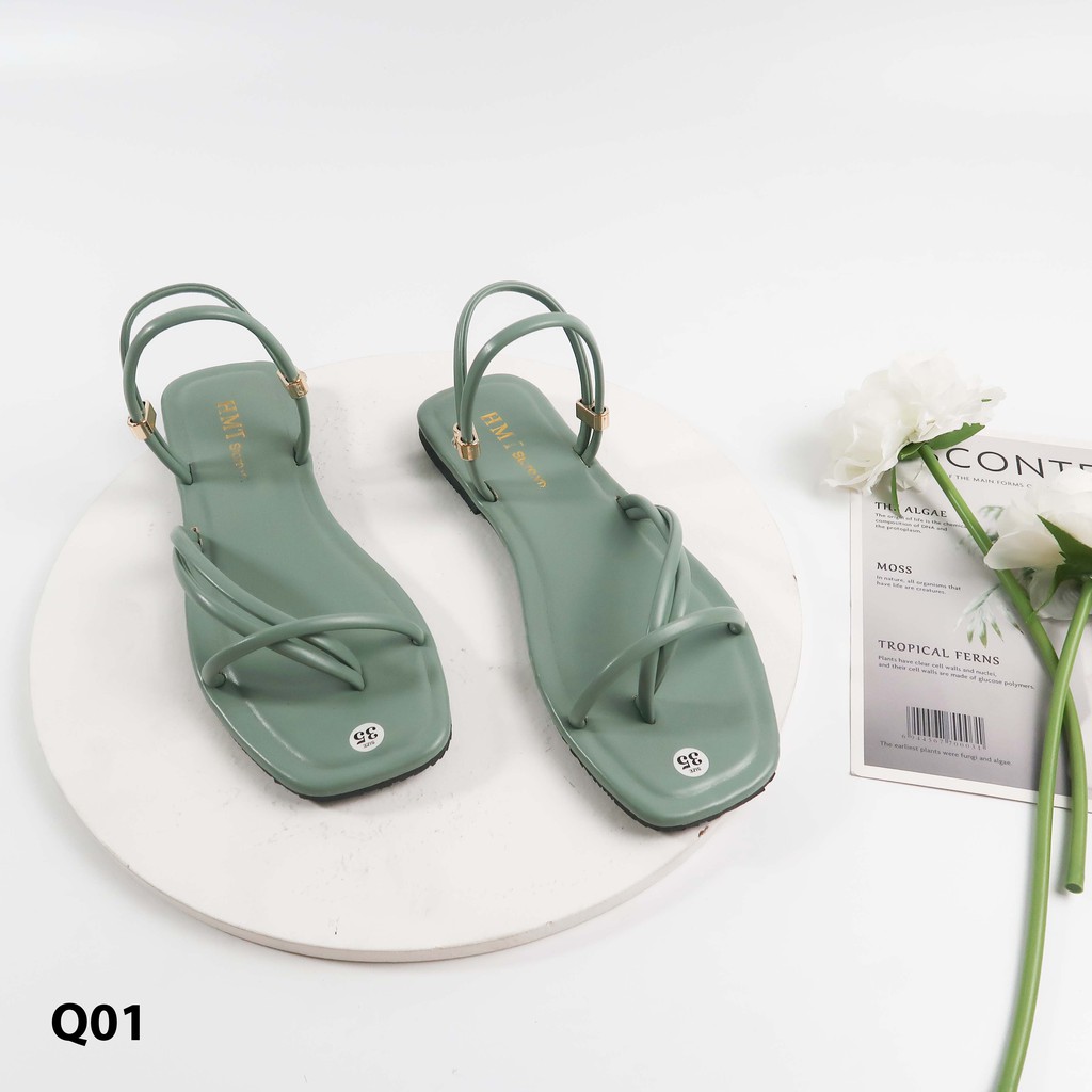 Sandal xỏ ngón đế vuông thanh lịch HMTShoes Q01