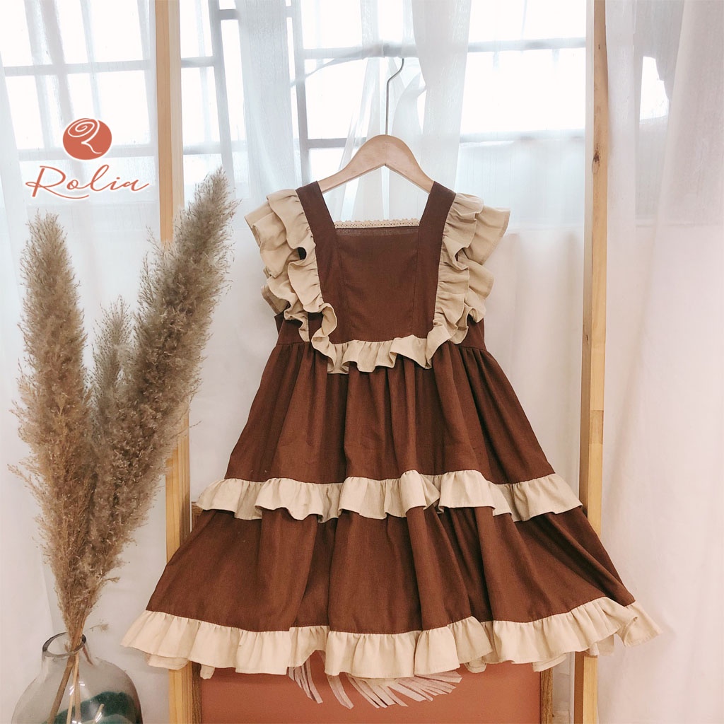 Váy bé gái dáng xòe 2 tầng ROLIA cộc tay chất mềm mát mặc lên nhìn rất yêu V35