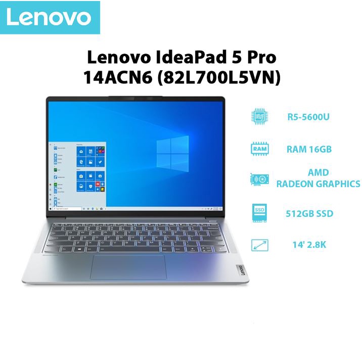 Laptop Lenovo IdeaPad 5 Pro 14ACN6 82L700L5VN R5-5600U | 16GB | 512GB | 14' 2.8K | Win 11