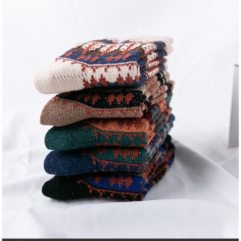 [TonaShoe] Tất Thổ Cẩm Hoạ Tiết Cây Vintage Nam Nữ M3