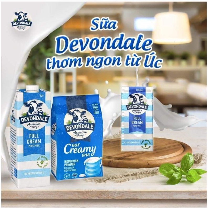 Sữa tươi nguyên kem Devondale 1 lít Úc date 6/2024 thùng 10 hộp 1 lít