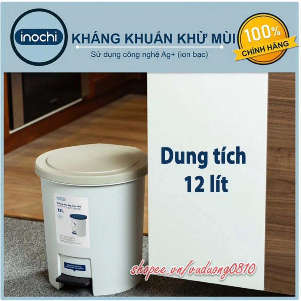 Thùng rác đạp tròn cao cấp Inochi - ion Ag+ kháng khuẩn khử mùi