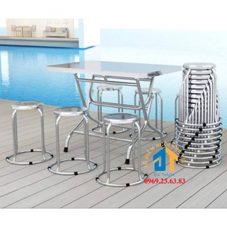 Bộ bàn ghế inox cao cấp inox 201 nguyên chất, không rỉ, không hút nam châm