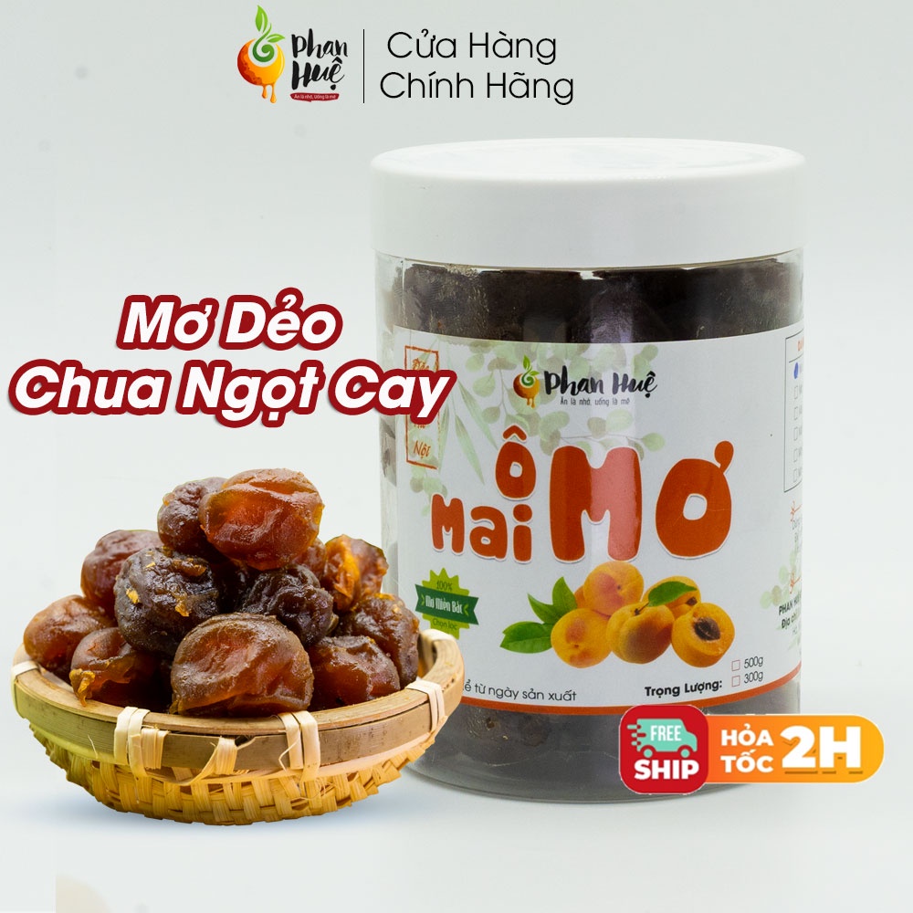 Ô mai xí muội mơ dẻo chua ngọt cay Phan Huệ hộp 100g 300g 500g đặc sản Hà Nội.