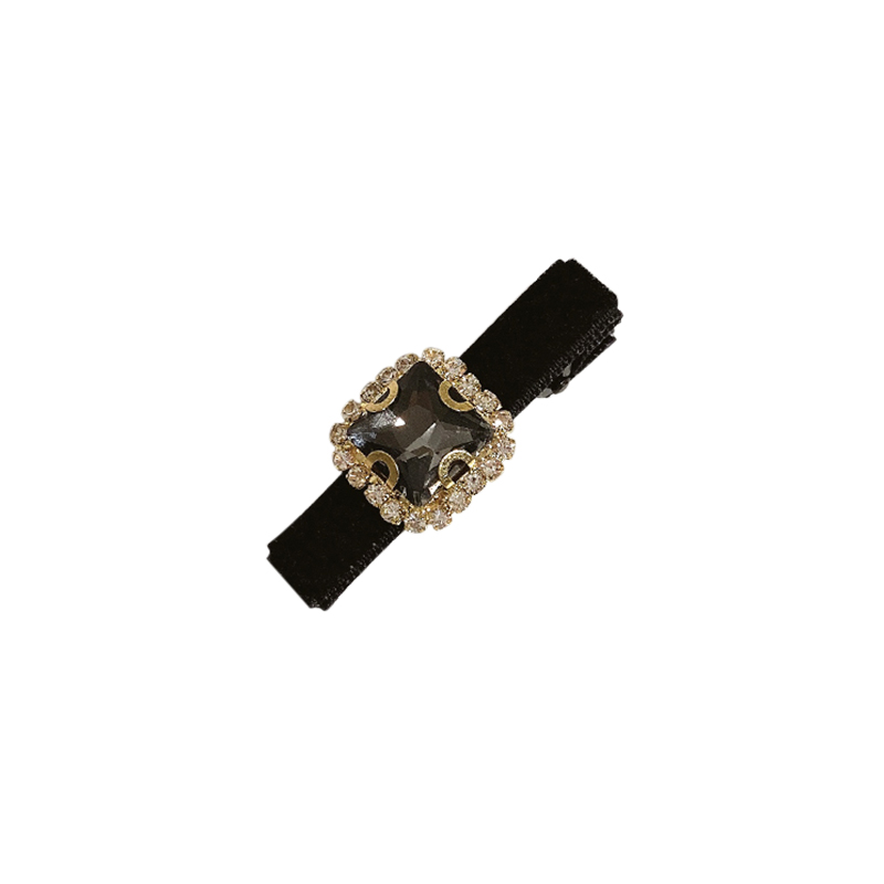 Kẹp Tóc Nhung Đen Đính Đá Và Ngọc Trai Nhân Tạo Phong Cách Hàn Quốc