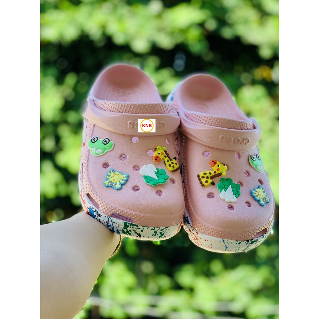 Dép nữ nam, Dép suc Duet Cross Hồng CAMO -Freeship + 12 sticker- Dép Quai Ngang nam nữ bít đầu hàn quốc đi mưa