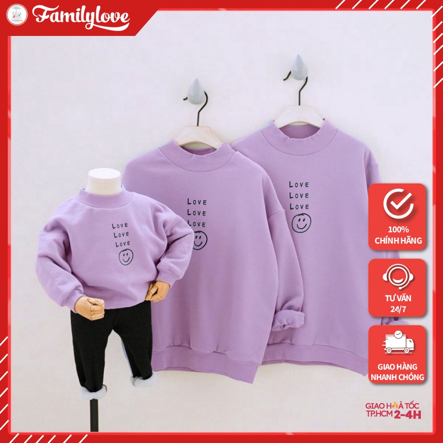 Áo Hoodie Gia Đình Familylove - Áo Hoodie Chữ Love Love Love Chất Liệu Nỉ Da Cá Cao Cấp