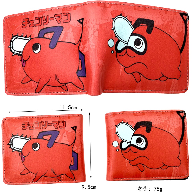 Ví da PU dáng ngắn có khóa kéo in hình Anime Chainsaw Man Pochita