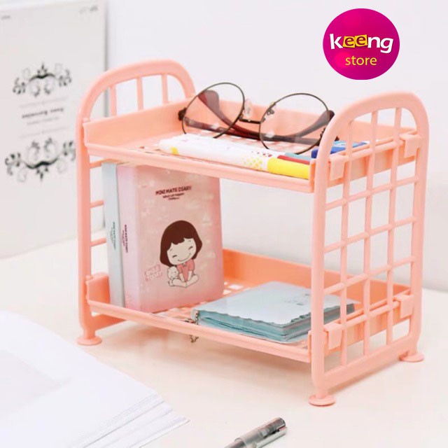 Kệ nhựa mini 2 tầng KEENGSTORE đựng đồ đa năng siêu xinh sẵn hàng 10 màu