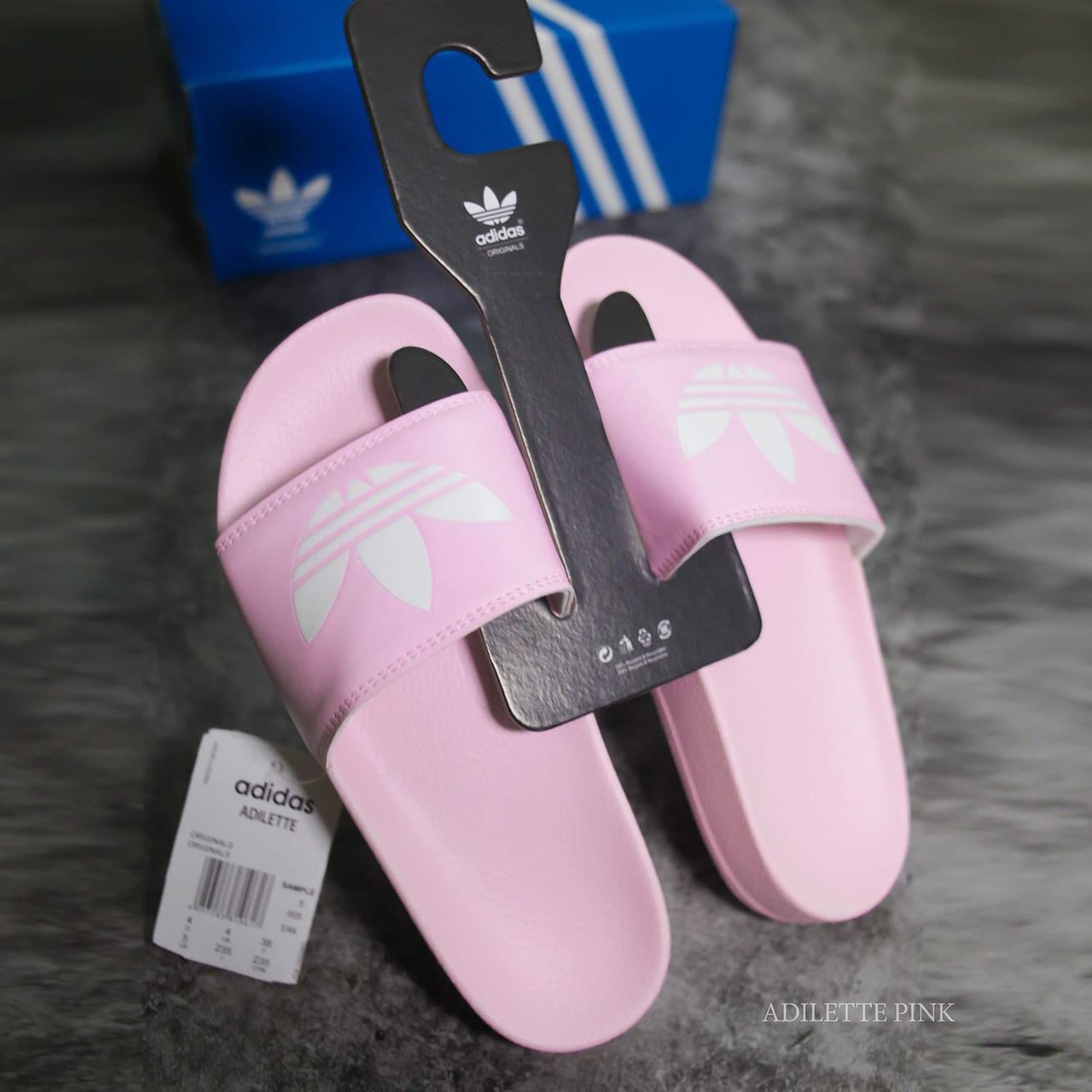 (HÀNG XUẤT XỊN) Dép das hồng nhạt Adilette Slides Lite Pink Women Made in Italy full box tem tag code
