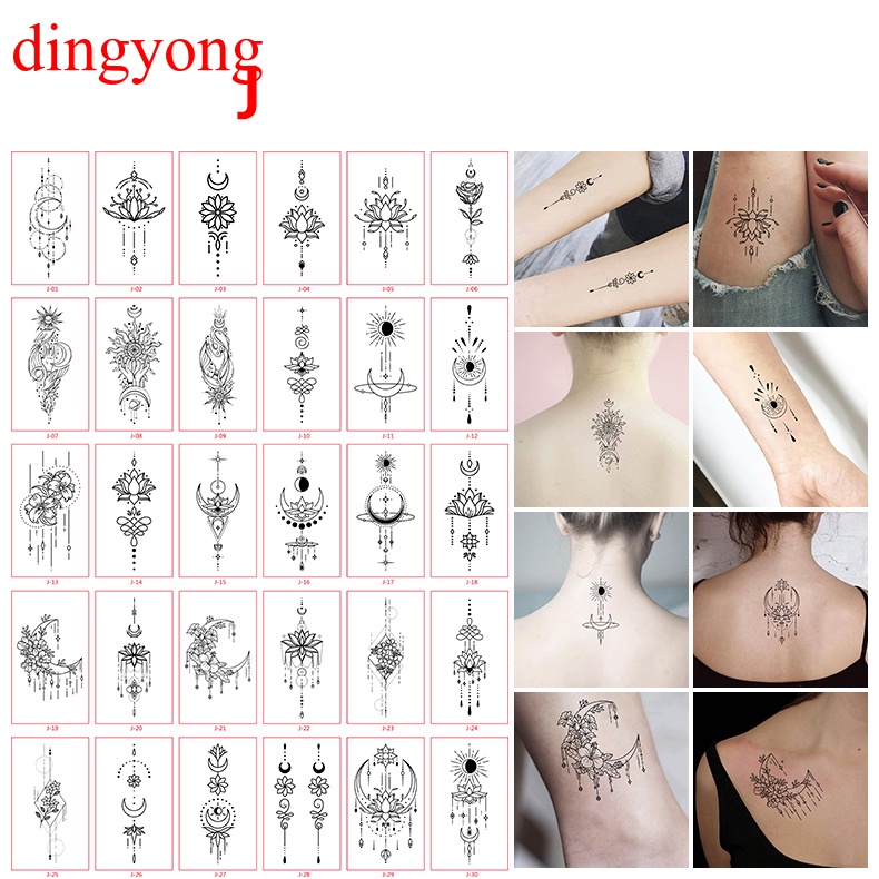 (Hàng Mới Về) Set 30 Hình Xăm Dán Tạm Thời Không Thấm Nước Trang Trí Cơ Thể Quyến Rũ Cho Nữ