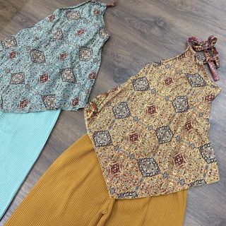 Set yếm thổ cẩm quần dập ly ống rộng