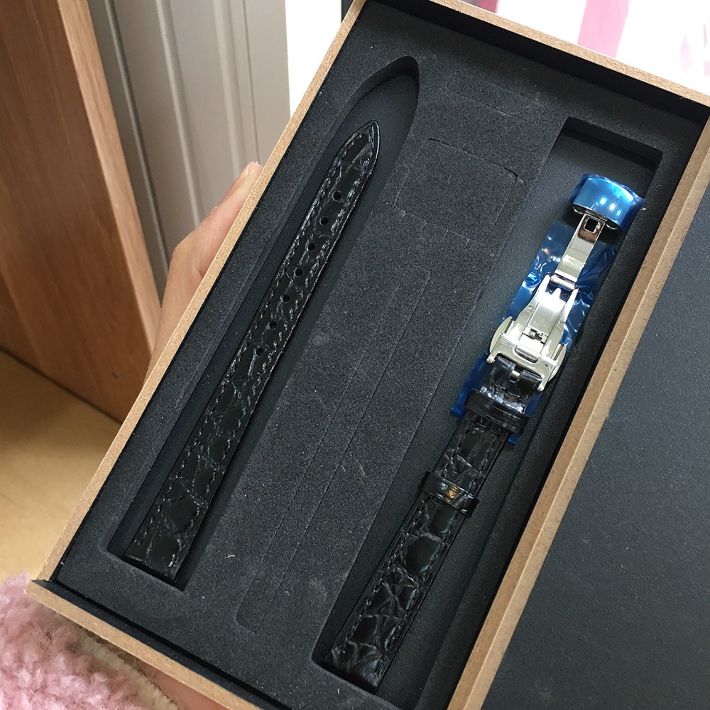 [12MM] Dây đồng hồ da khóa bạc cho nữ size 12mm full hộp gỗ, 4 chốt kèm dụng cụ thay dây