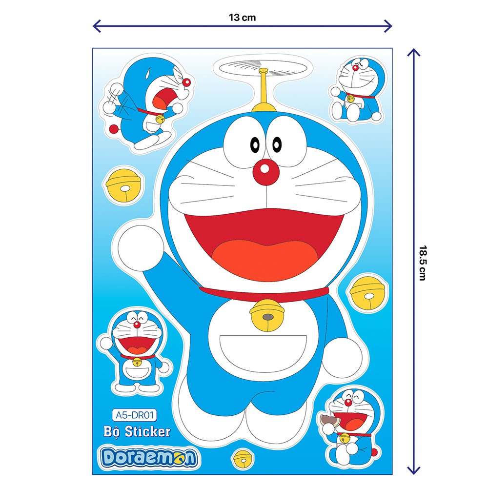 sticker Doraemon kích thước lớn chống nước dán trang trí xe, đàn guitar, laptop, tủ, góc học tập