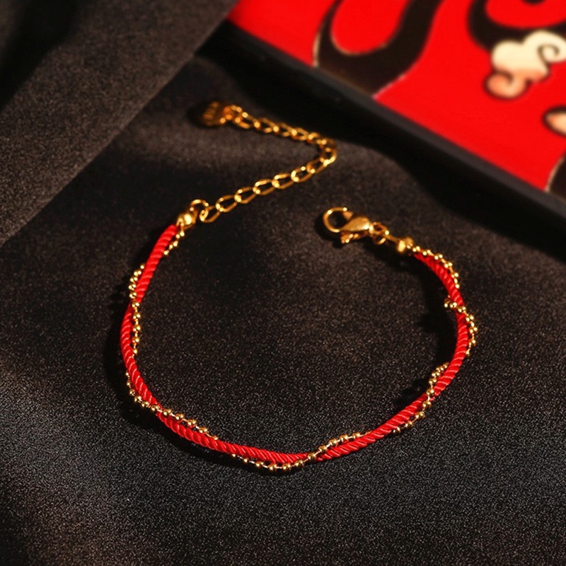 Lắc chân dây đỏ may mắn 100% titan nguyên chất không gỉ không phai màu đơn giản thời trang Hàn Quốc cho nữ