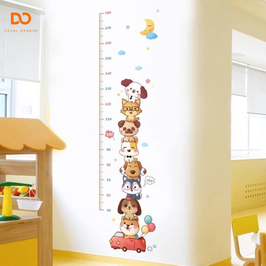Decal dán tường thước đo chiều cao tinh nghịch, Giấy dán tường trang trí phòng ngủ tủ quần áo
