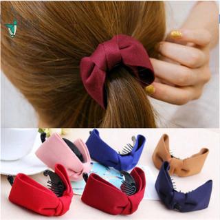 Kẹp tóc càng cua thiết kế nơ xinh màu trơn cho nữ