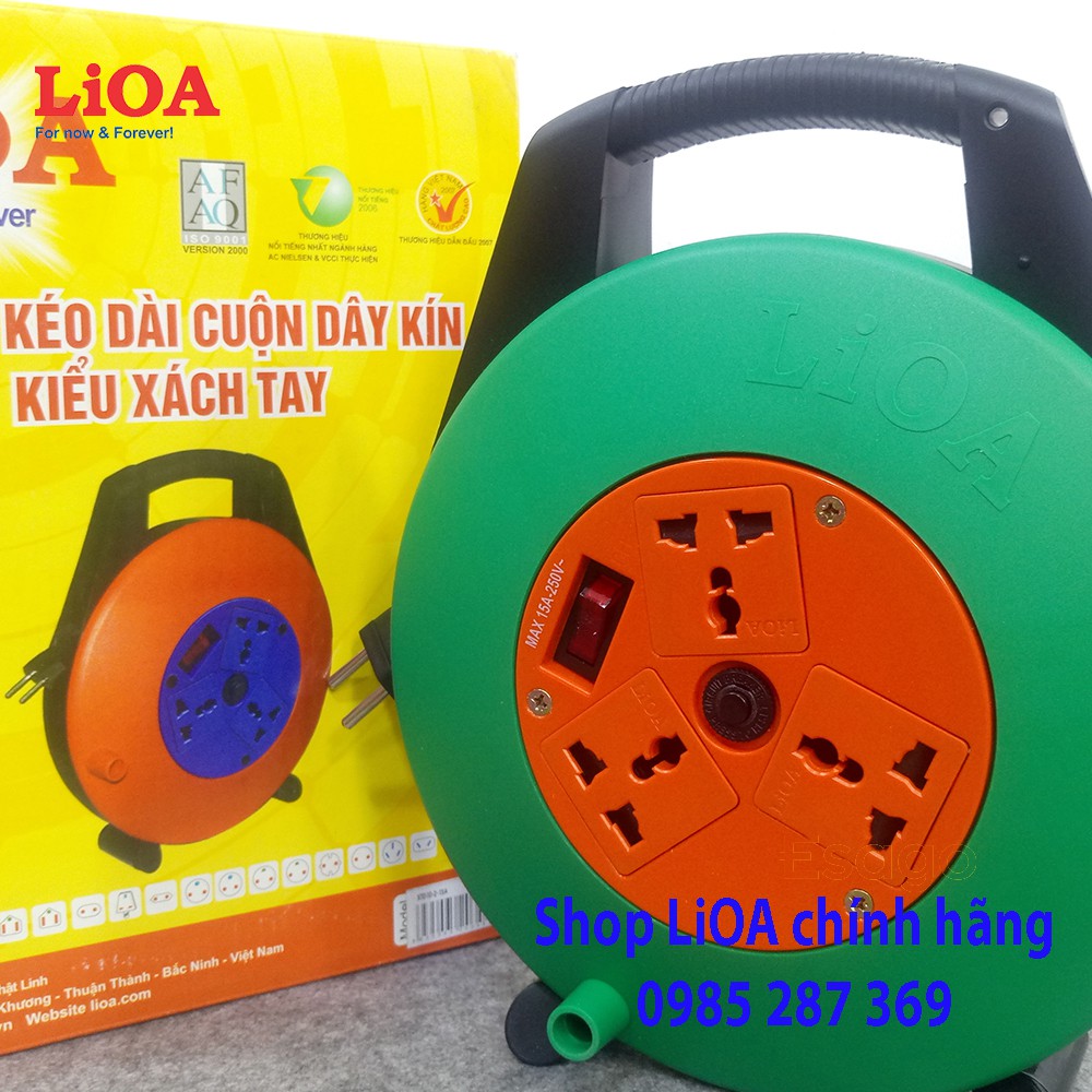 Ổ cắm kéo dài quay tay LIOA - Kiểu xách tay 15A 10m dây