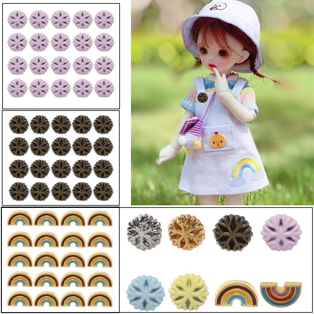 Set 1 / 20 Nút Cài Mini Hình Cầu Vồng Trang Trí Thủ Công Cho Búp Bê