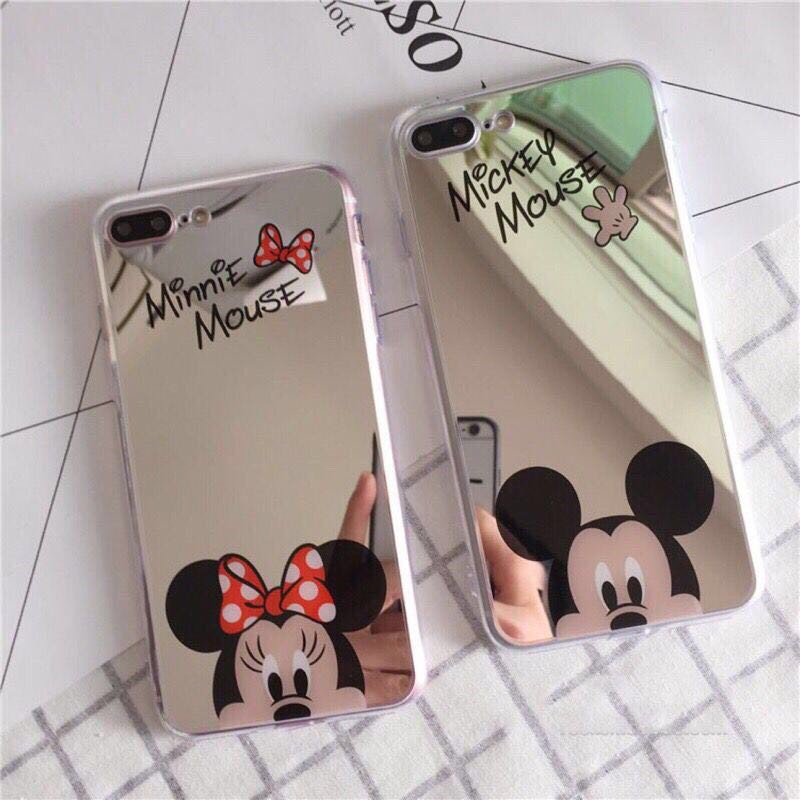 Ốp điện thoại mặt gương hình chuột Mickey Minnie kiểu Hàn cho iPhone 7 / 8plus 6 / 6p XS XR