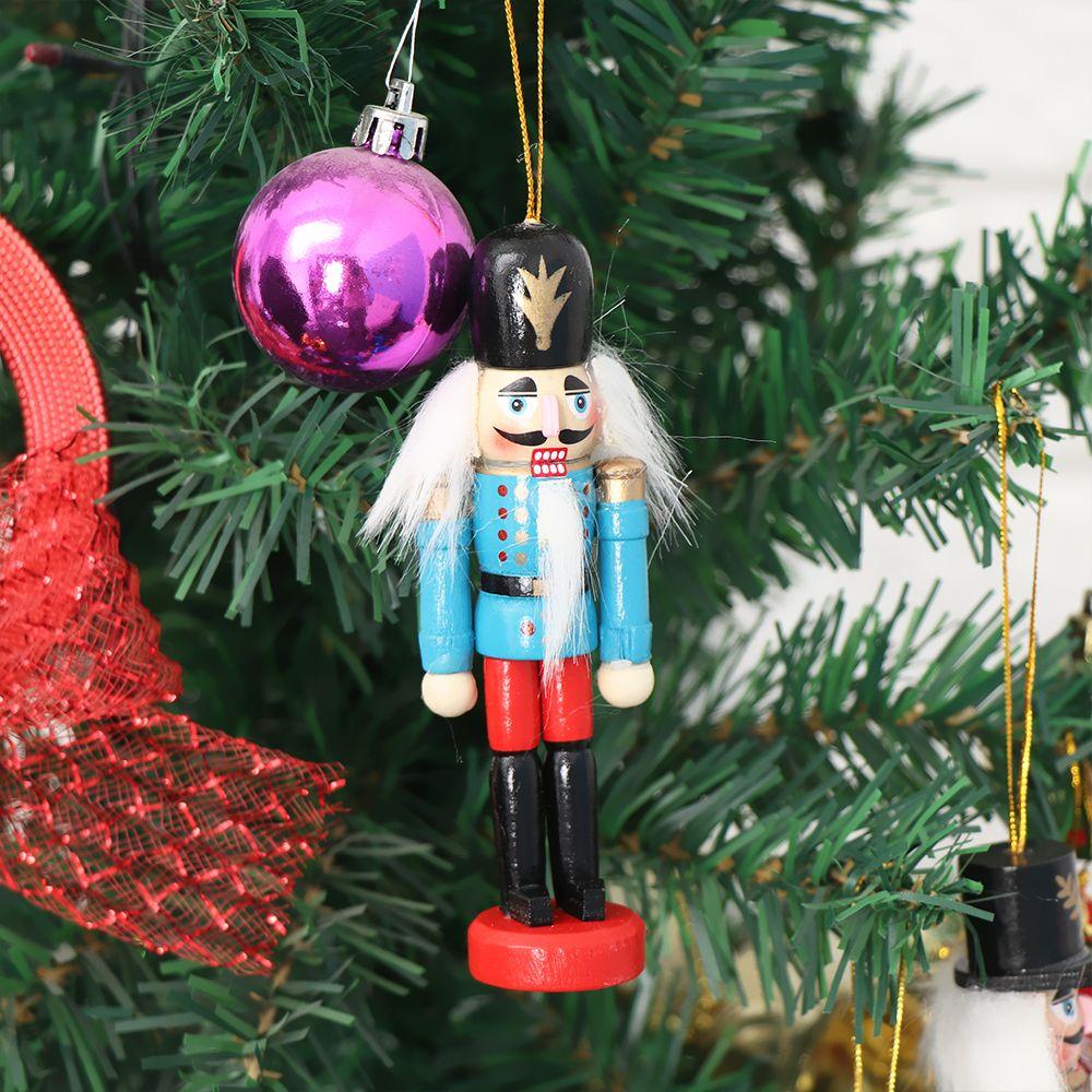 Set 1 / 6 Mặt Gỗ Hình Người Lính Trang Trí Cây Thông Noel