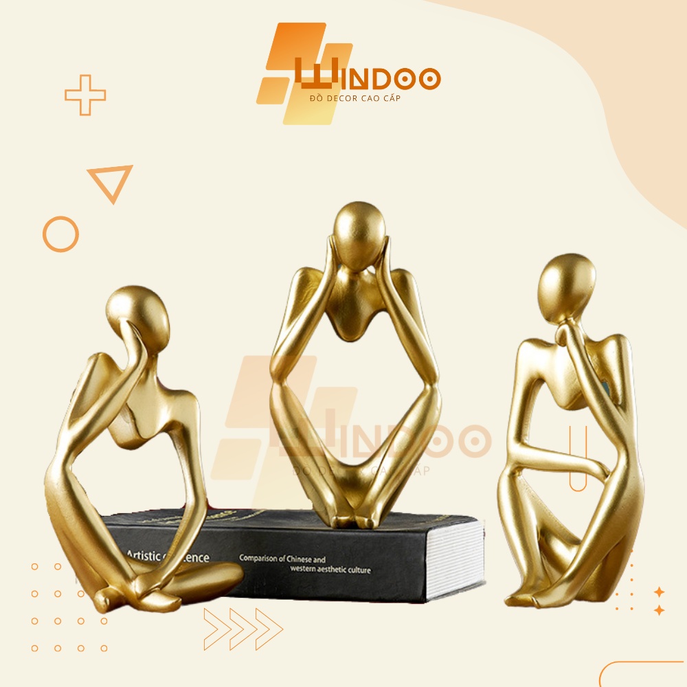 Bộ ba Tượng điêu khắc hình nhân vật trừu tượng Windoo phong cách bắc âu