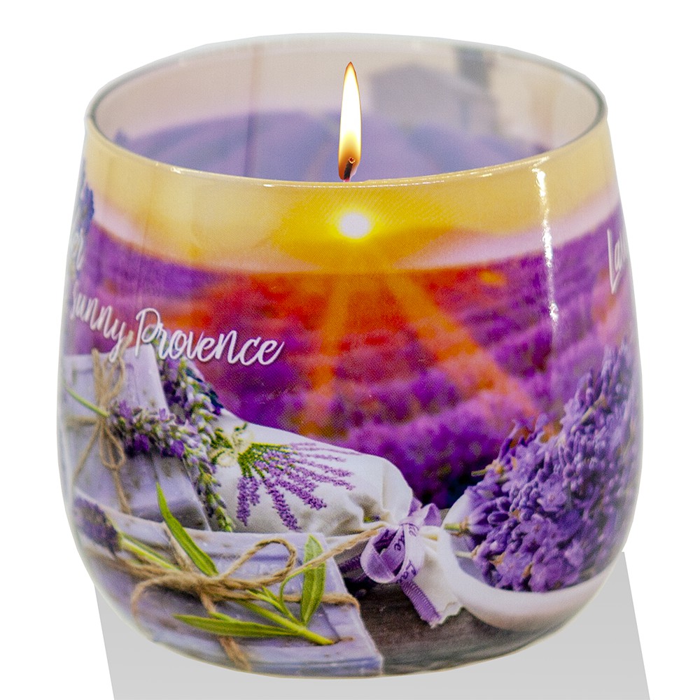 Ly nến thơm tinh dầu thơm phòng, khử mùi, Bartek Lavender Fields - cánh đồng oải hương
