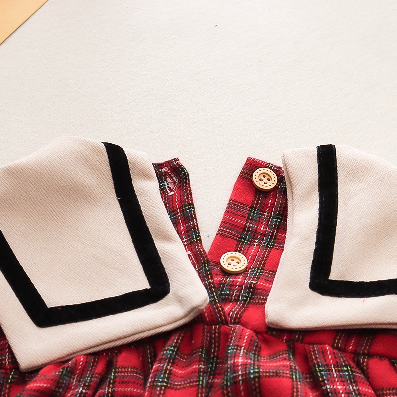 Đầm Công Chúa Tay Dài Cổ Búp Bê Họa Tiết Kẻ Sọc Thời Trang Mùa Thu Mới Cho Bé Gái 0-3 Tuổi