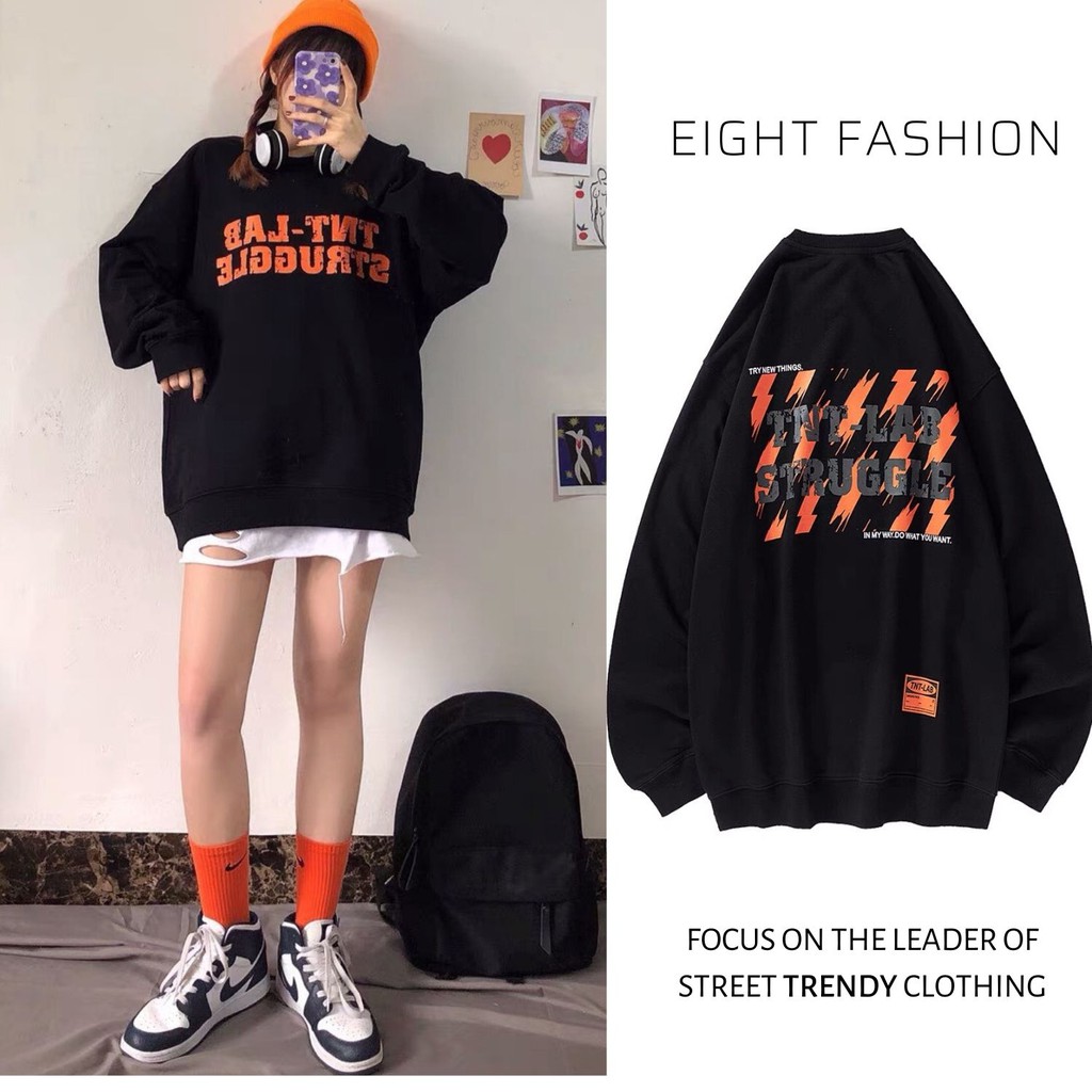 Áo Sweater Nam/Nữ Unisex Form Rộng Đủ Size In Chữ Cái Graffiti Hip-Hop Phong Cách Hàn Quốc Áo Thun Tay Dài Nữ ST102