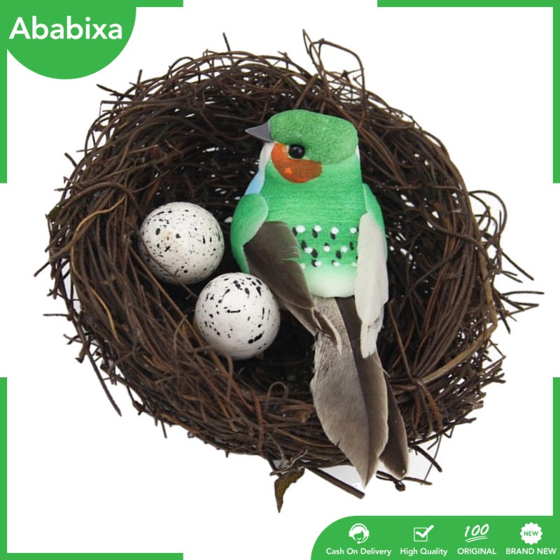 [Ababixa] Tổ Chim Nhân Tạo Bằng Xốp Có Lông Vũ Và Quả Trứng Trang Trí Thủ Công DIY
