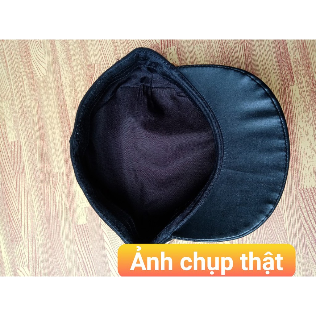 Nón nữ ⚡️ HÀNG 2 LỚP ⚡️ mũ nồi mỏ da kaki nỉ dày phối dây thừng thời trang nam giá rẻ màu đen