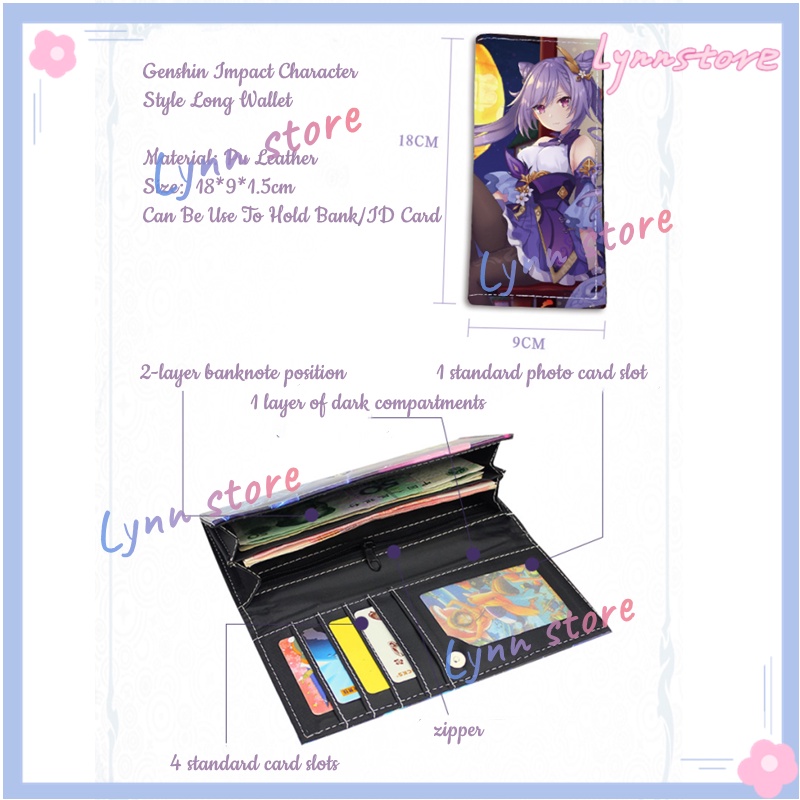 Trò chơi hot Genshin Impact Shenhe Yunjin Zhongli Ví dài cho thẻ tín dụng sinh viên Ví cosplay hoạt hình Ví PU